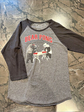 Riot Society Bear Pong Raglan T-Shirt Gray & Black
